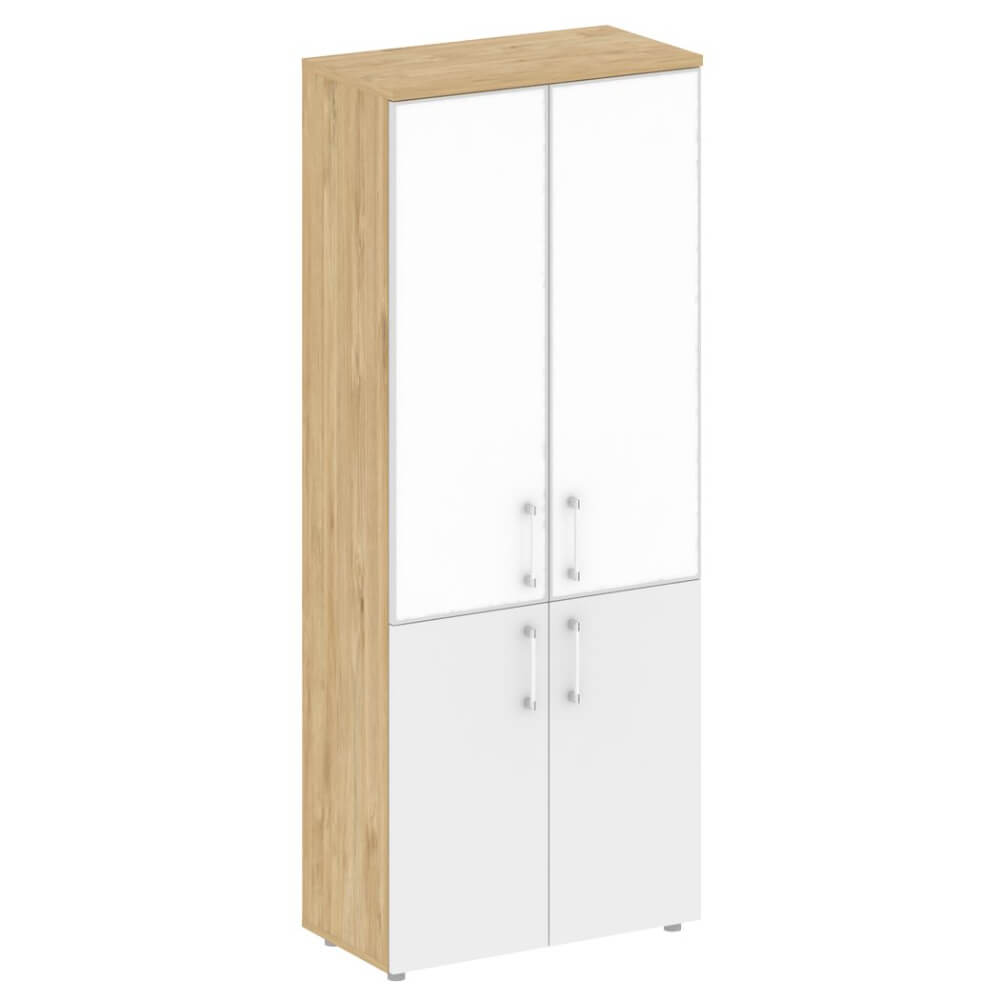 Шкаф комбинированный (стекло Lacobel) 800x420x1977 (Тиквуд Светлый/Белый Бриллиант/стекло White, 800x420x1977)