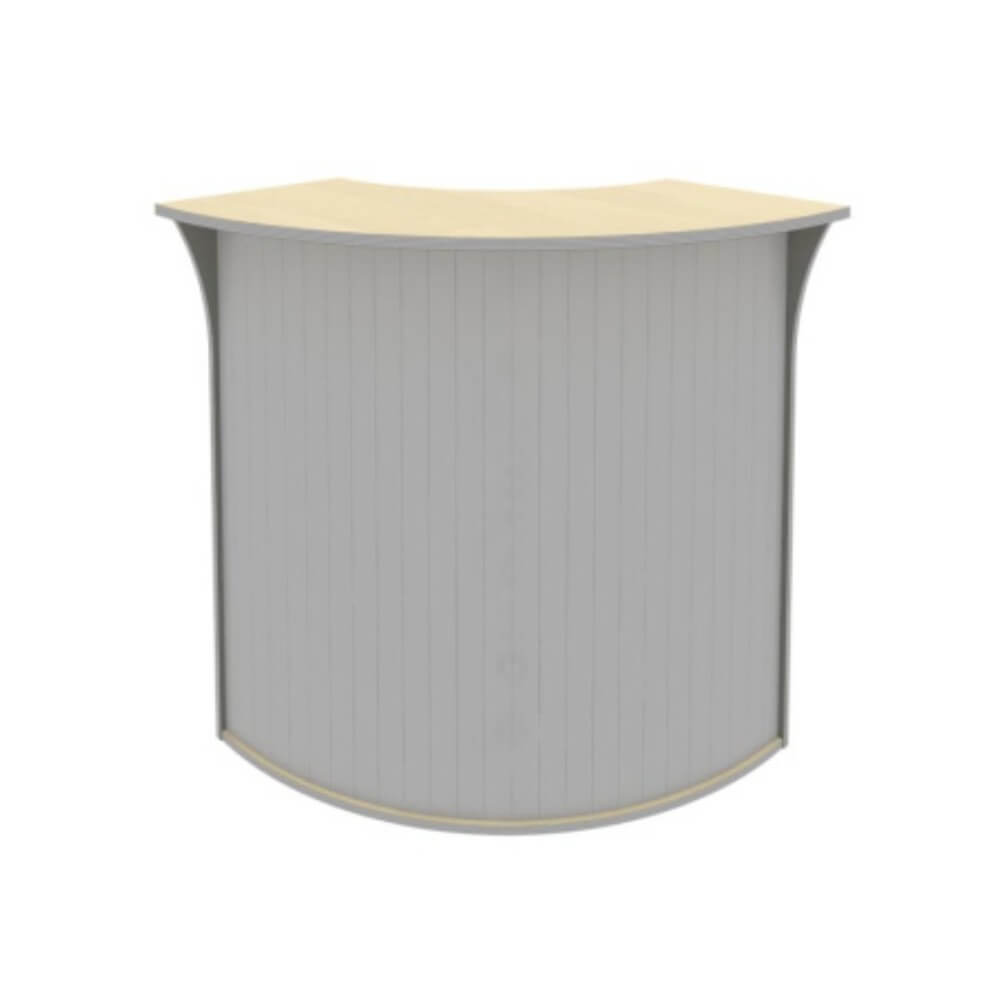 Стойка ресепшн угловая (радиусный элемент - ролета) 950x950x1150 (Клён Металлик, 950x950x1150)