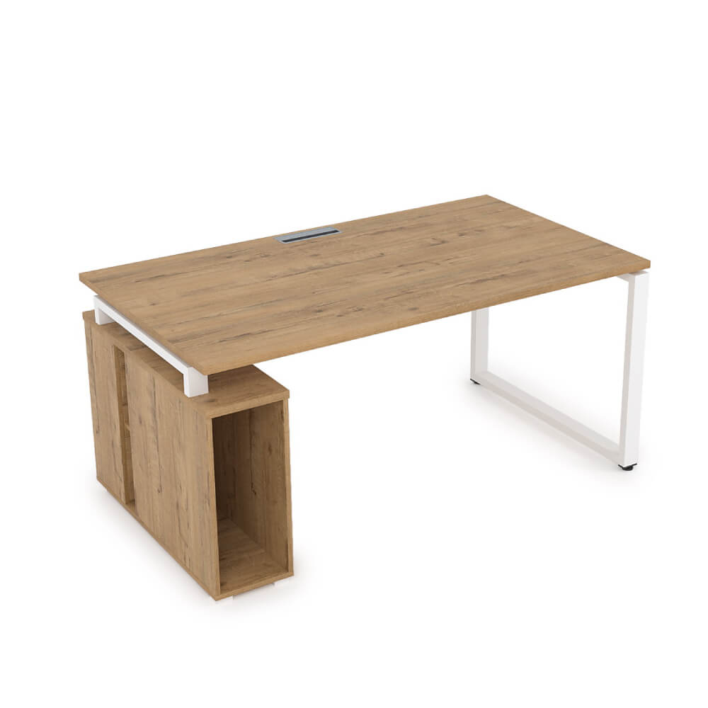 Стол с тумбой под системный блок 2000x900x750 (Teakwood/белый, 2000x900x750)