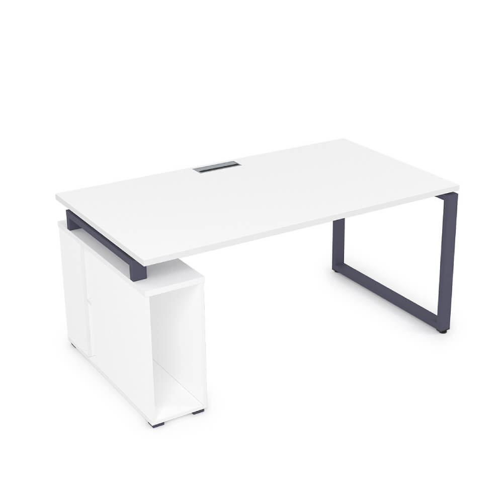 Стол с тумбой под системный блок 2000x900x750 (Белый Премиум/графит, 2000x900x750)