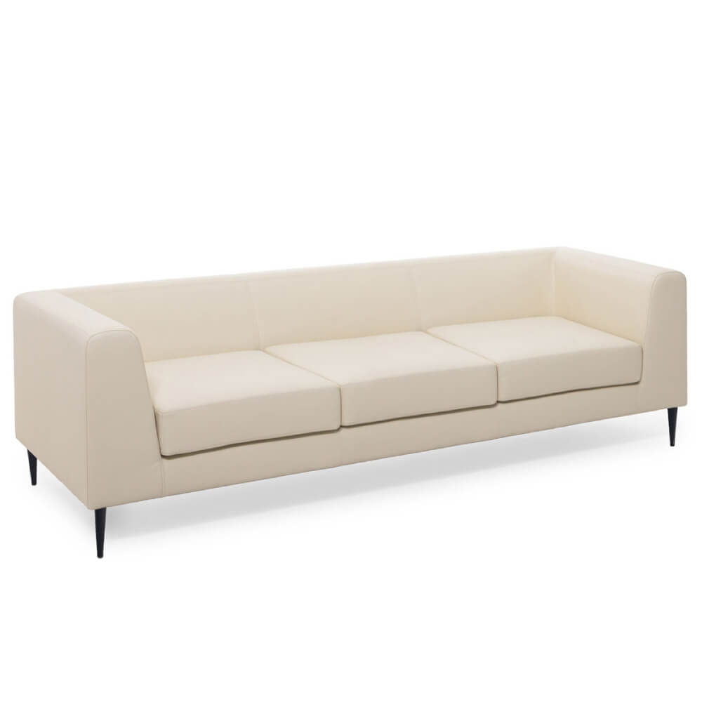 Диван трёхместный EVA UP 3 кожа 1980x770x620 (Бежевый, 1980x770x620, кожа/чёрн.металл)