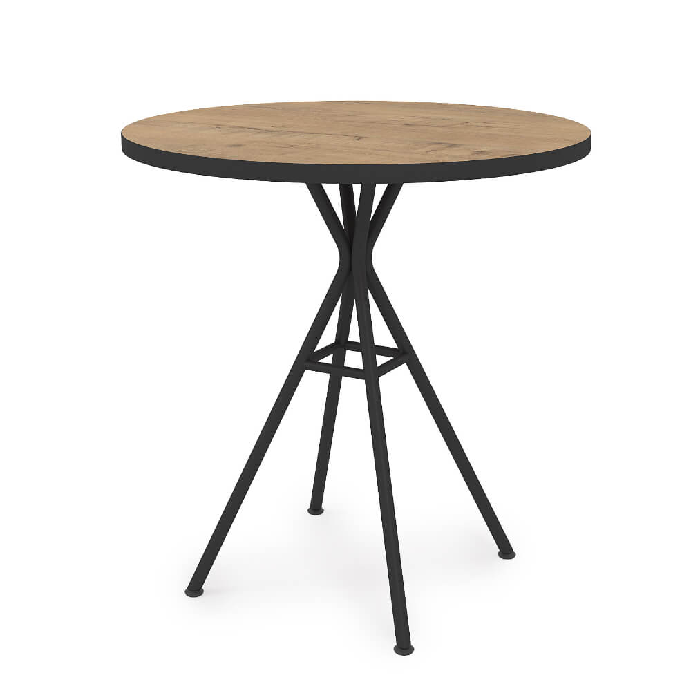 Стол обеденный круглый VERONA 700x700x740 (Teakwood/чёрный, 700x700x740)