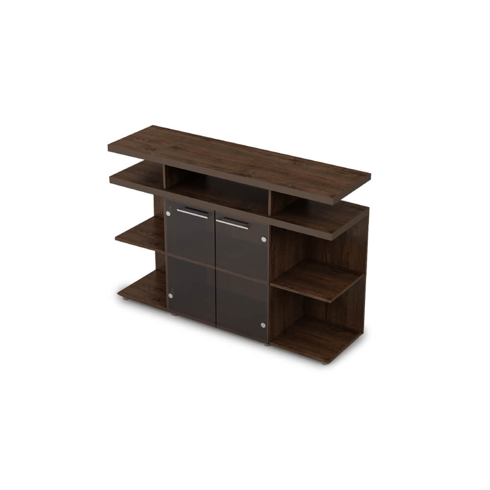 Шкаф низкий со стеклом 1400х400х952, тонированная бронза (Брауни, 1400x400x952, тонированная бронза)