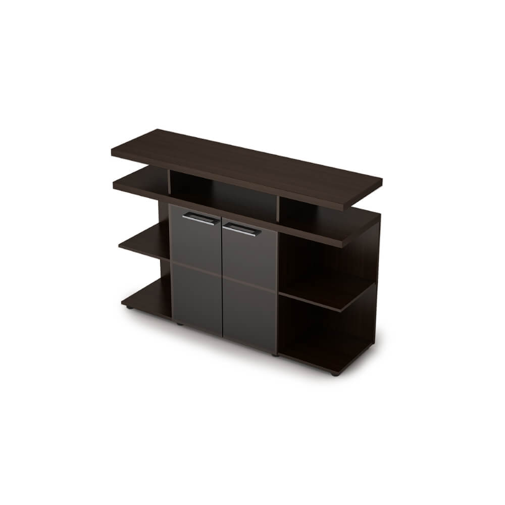 Шкаф низкий со стеклом 1400х400х952, тонированная бронза (Венге, 1400x400x952, тонированная бронза)