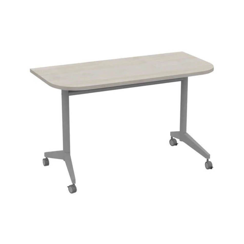 Радиусные столы-трансформеры 1250x600x750 SIMPLE (без ручки) (Шамони Светлый/алюминий матовый, 1250x600x750)