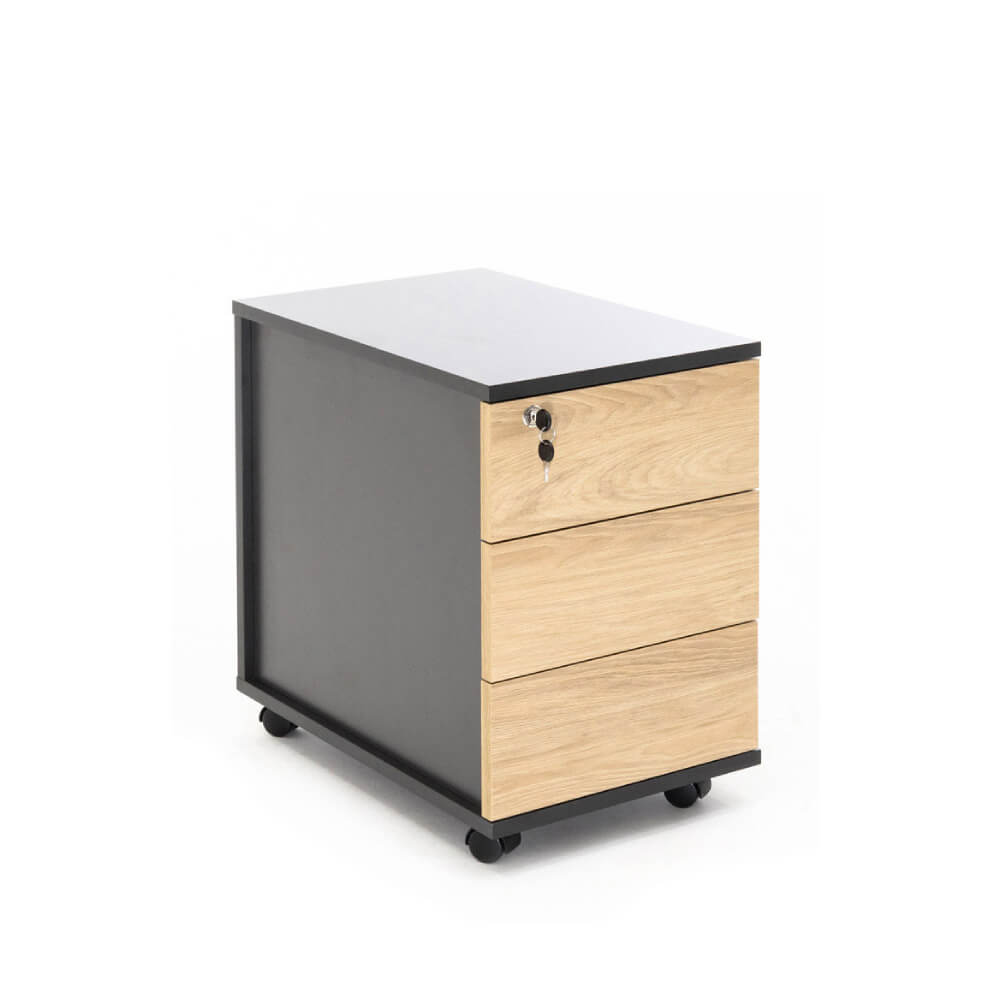 Тумба подкатная 3 ящ. 350x550x560 (Гикори/Графит, 350x550x560)