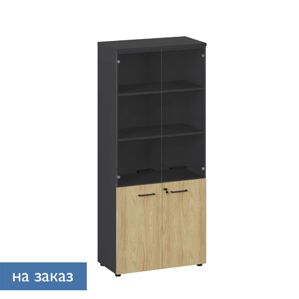 Шкаф высокий комбинированный 5 ур. 800x420x1850 (Гикори/Графит, 800x420x1850)