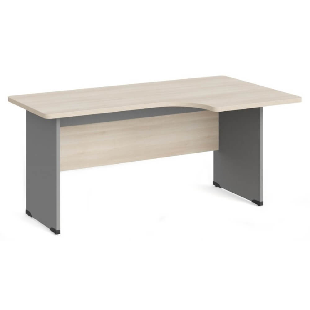 Стол угловой эргономичный на ЛДСП каркасе правый 1400x950x740 (Акация/Серый, Габариты:1400x950x740.)