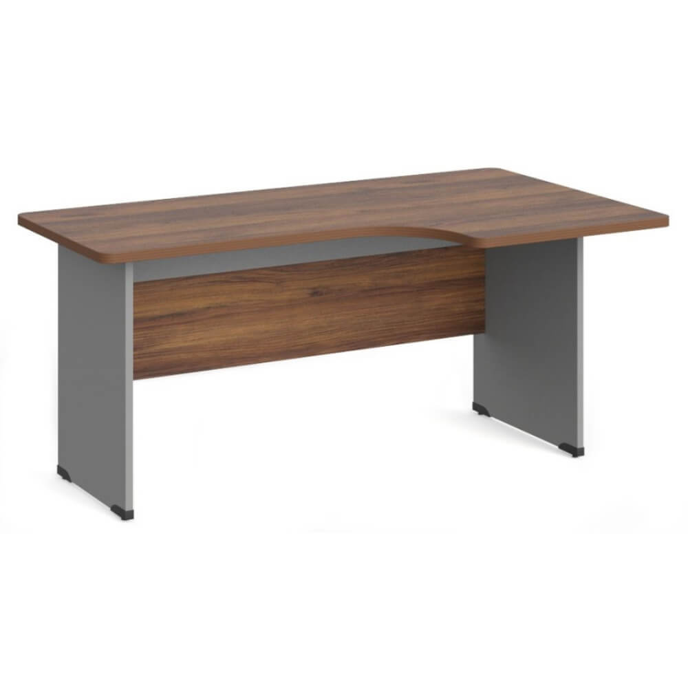 Стол угловой эргономичный на ЛДСП каркасе правый 1400x950x740 (Орех Вармия/Серый, Габариты:1400x950x740.)