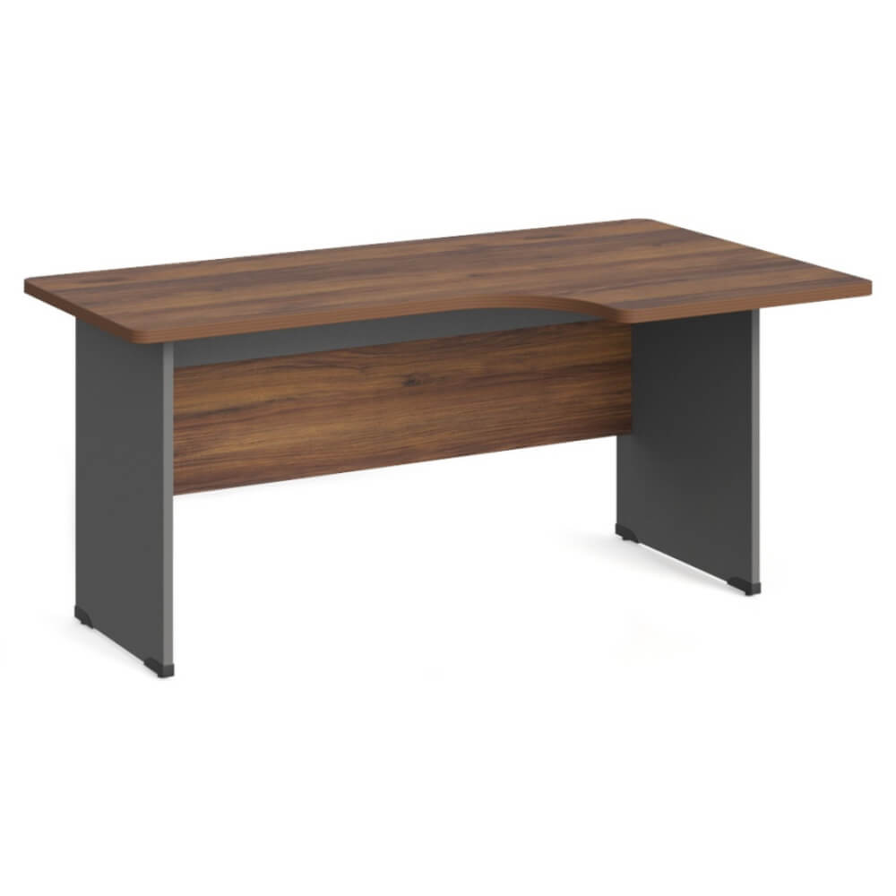 Стол угловой эргономичный на ЛДСП каркасе правый 1400x950x740 (Орех Вармия/Серый Базальт, Габариты:1400x950x740.)