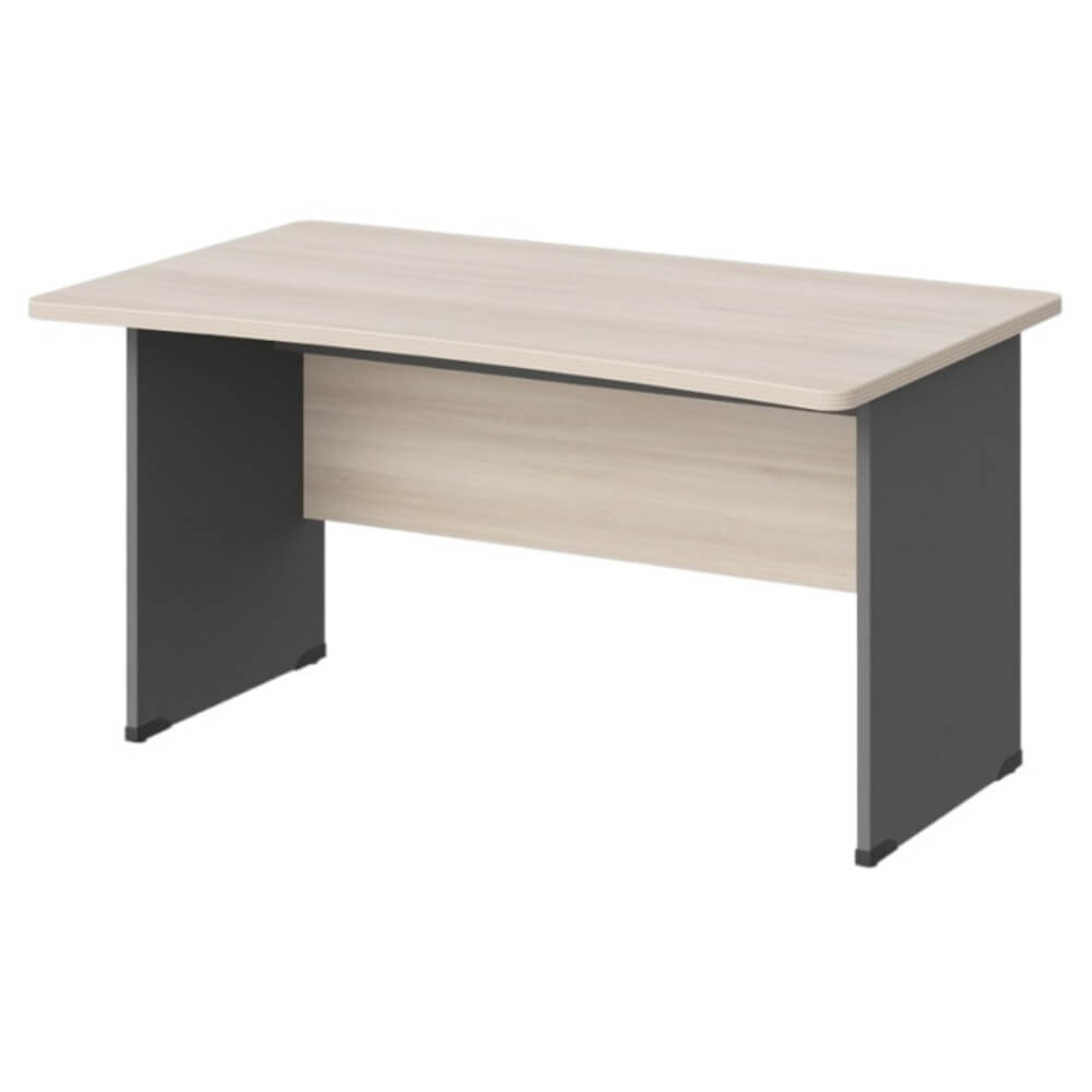 Стол прямой с вогнутой столешницей на ЛДСП каркасе 1400x850x740 (Акация/Серый Базальт, Габариты: 1400x850x740)