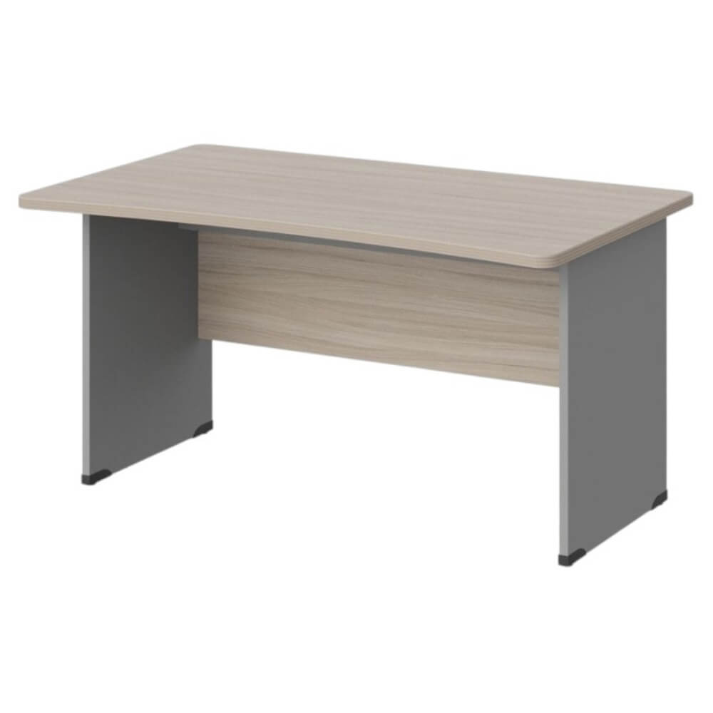 Стол прямой с вогнутой столешницей на ЛДСП каркасе 1400x850x740 (Дрифтвуд/Серый, Габариты: 1400x850x740)