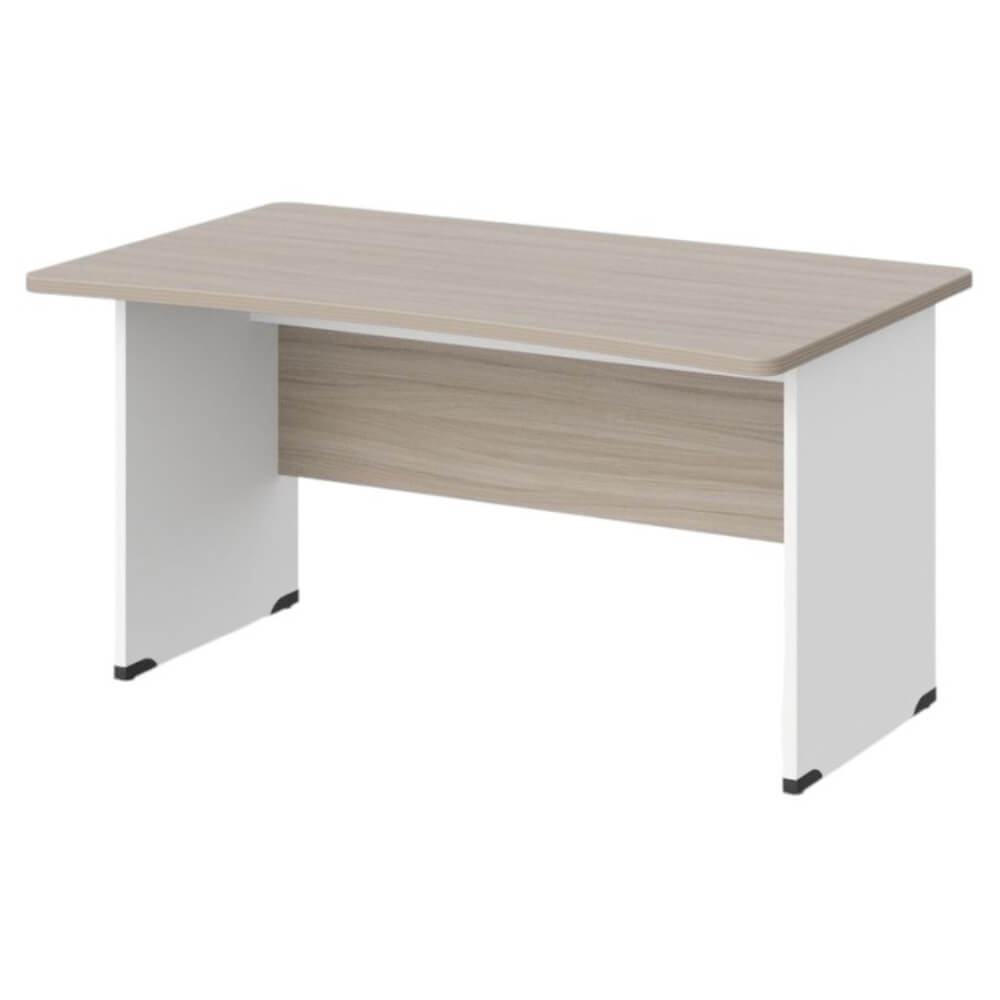 Стол прямой с вогнутой столешницей на ЛДСП каркасе 1400x850x740 (Дрифтвуд/Белый, Габариты: 1400x850x740)