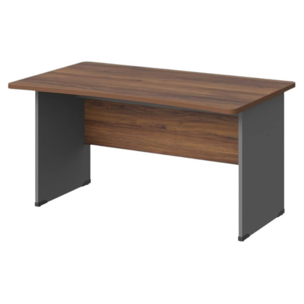 Стол прямой с вогнутой столешницей на ЛДСП каркасе 1400x850x740 (Орех Вармия/Серый Базальт, Габариты: 1400x850x740)