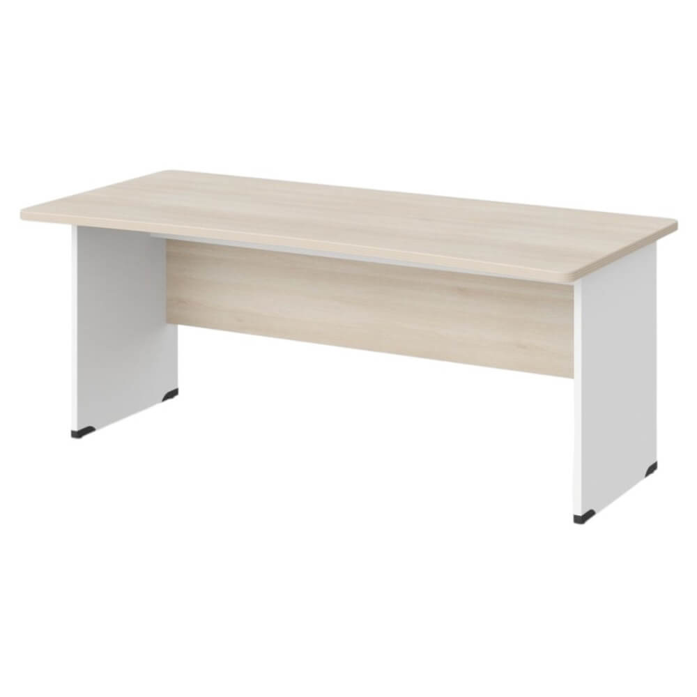 Стол прямой с вогнутой столешницей на ЛДСП каркасе 1600x850x740 (Акация/Белый, Габариты: 1600x850x740)