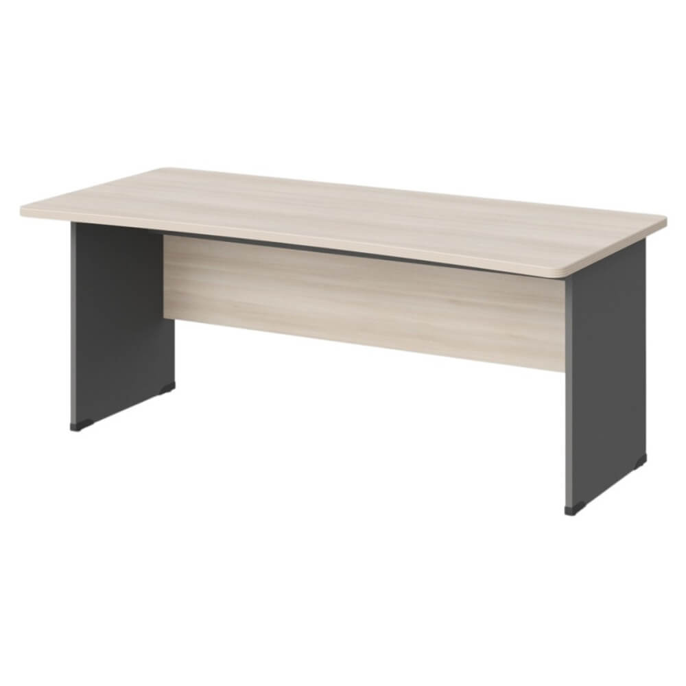 Стол прямой с вогнутой столешницей на ЛДСП каркасе 1600x850x740 (Акация/Серый Базальт, Габариты: 1600x850x740)