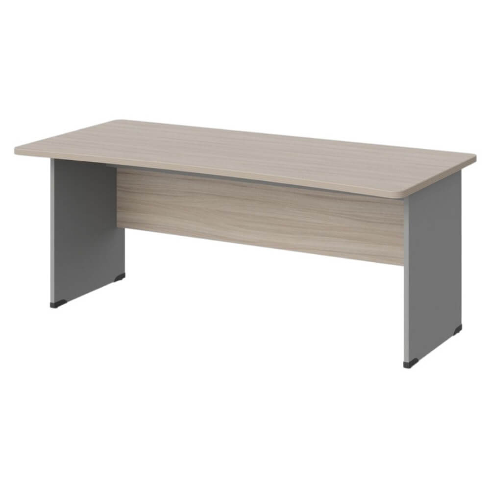 Стол прямой с вогнутой столешницей на ЛДСП каркасе 1600x850x740 (Дрифтвуд/Серый, Габариты: 1600x850x740)