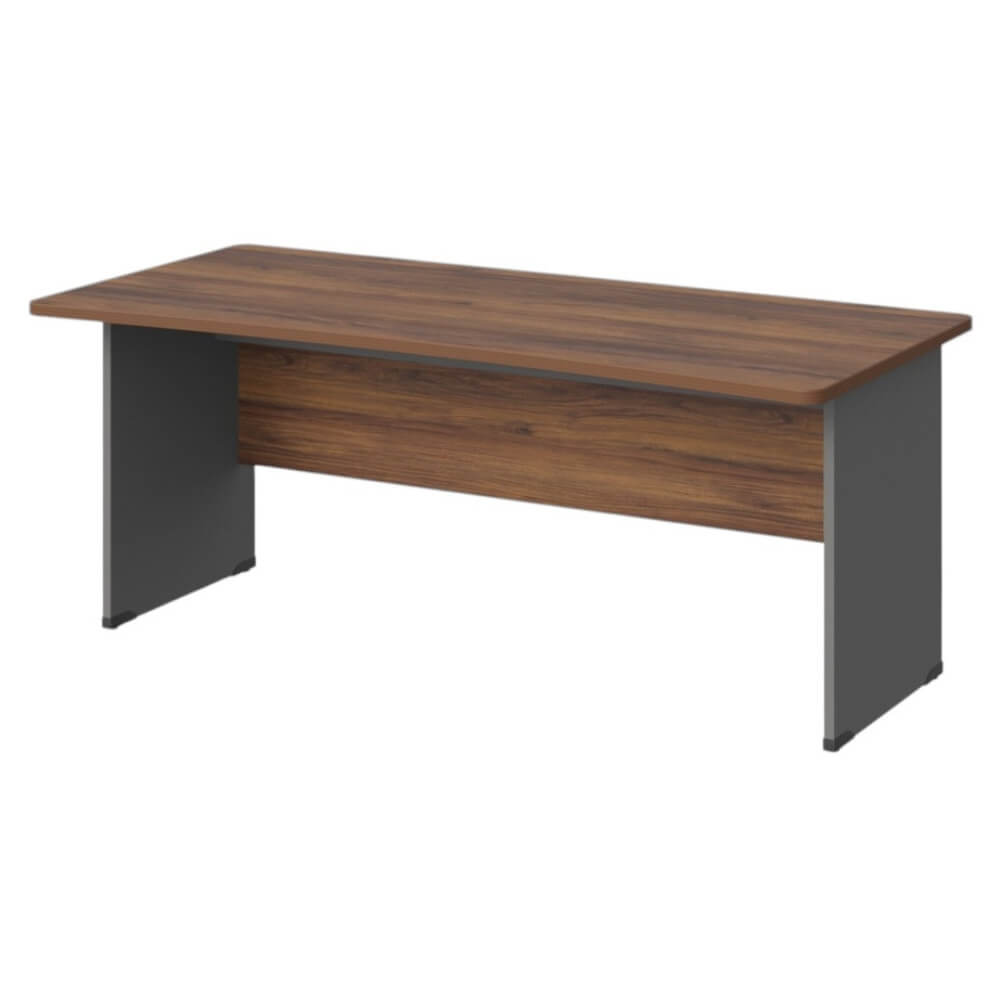 Стол прямой с вогнутой столешницей на ЛДСП каркасе 1600x850x740 (Орех Вармия/Серый Базальт, Габариты: 1600x850x740)