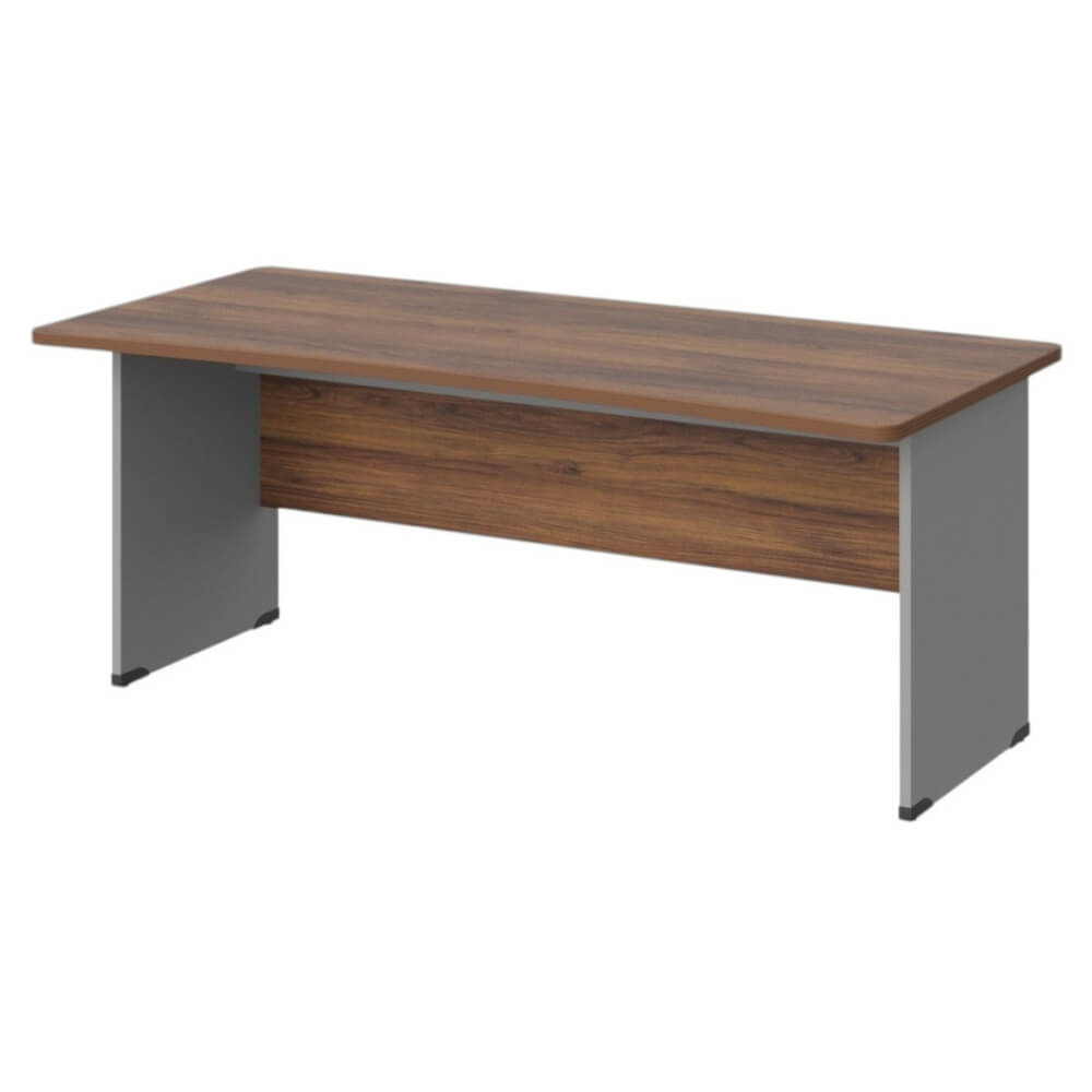 Стол прямой с вогнутой столешницей на ЛДСП каркасе 1600x850x740 (Орех Вармия/Серый, Габариты: 1600x850x740)