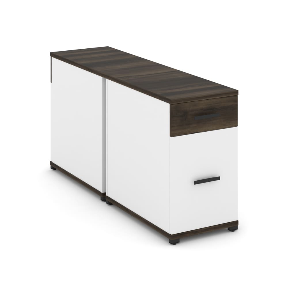 Тумба двухсторонняя 1 ящ. + 1 расп. фасад 420x1480x750 (Дуб Мали/Белый Бриллиант, 420x1480x750)