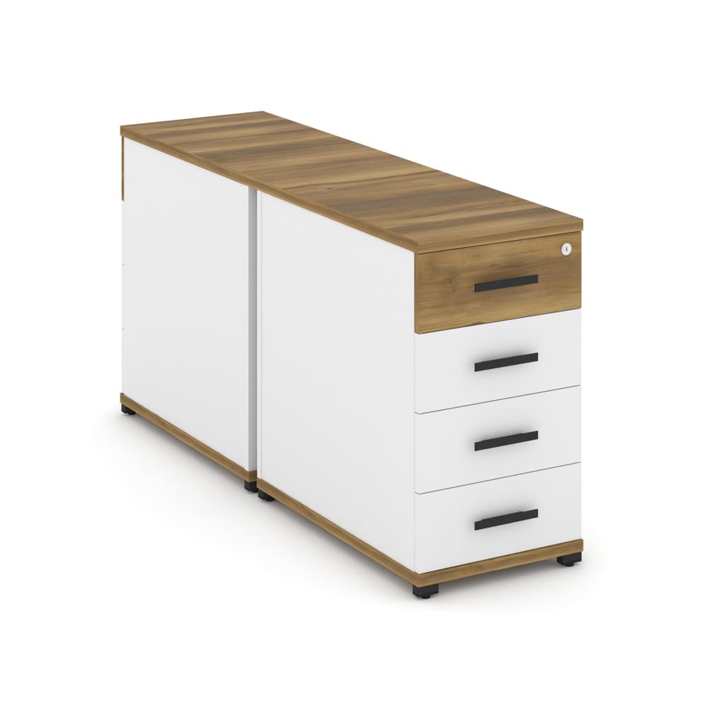 Тумба двухсторонняя 4 ящ. 420x1480x750 (Сандал Янтарный/Белый Бриллиант, 420x1480x750)