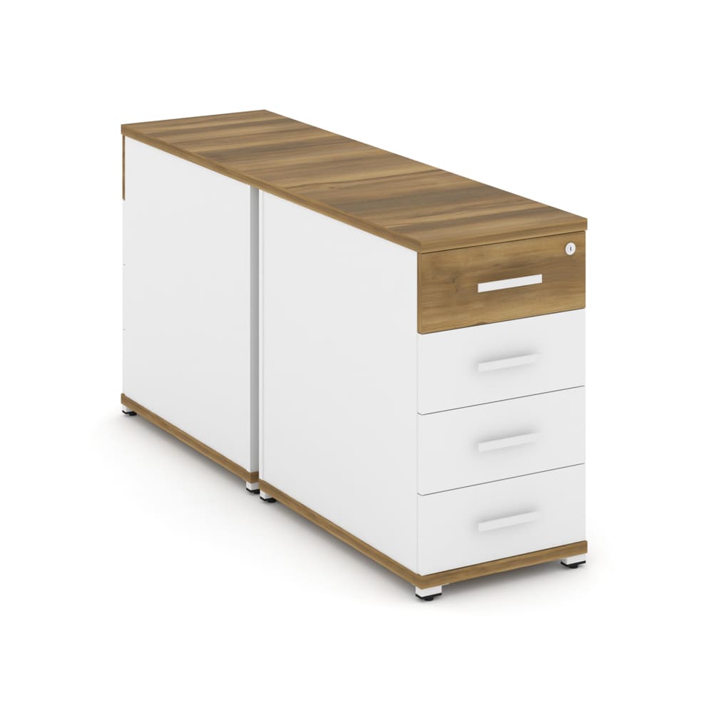 Тумба двухсторонняя 4 ящ. 420x1480x750 (Сандал Янтарный/Белый Бриллиант, 420x1480x750)