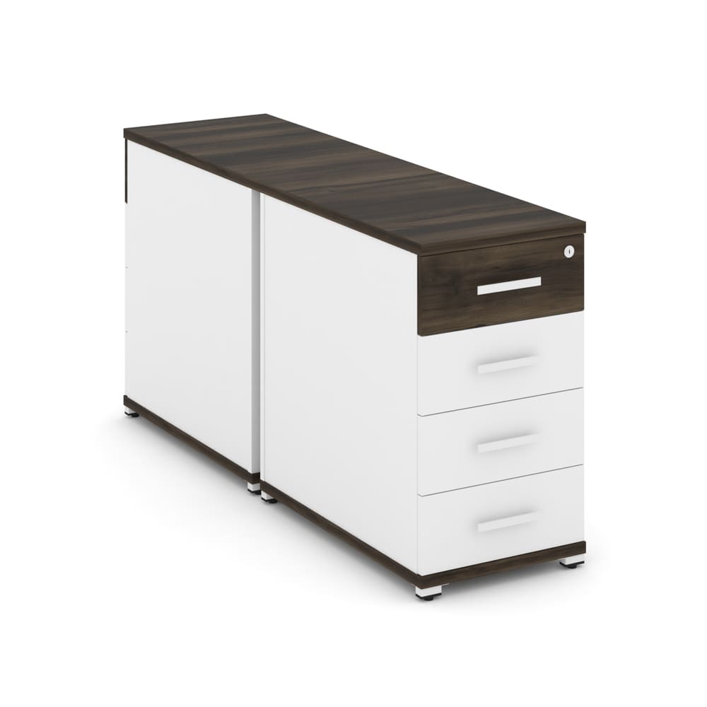 Тумба двухсторонняя 4 ящ. 420x1480x750 (Дуб Мали/Белый Бриллиант, 420x1480x750)