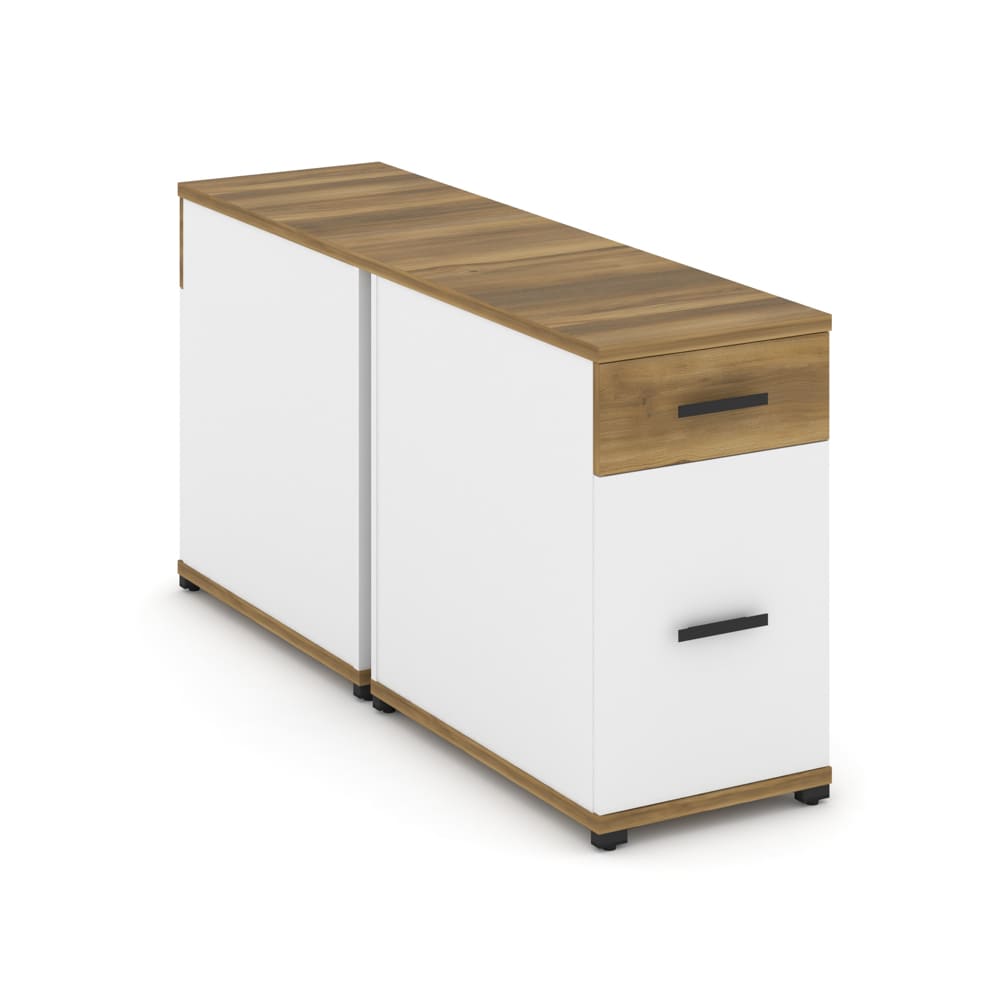 Тумба двухсторонняя 1 ящ. + 1 расп. фасад 420x1480x750 (Сандал Янтарный/Белый Бриллиант, 420x1480x750)