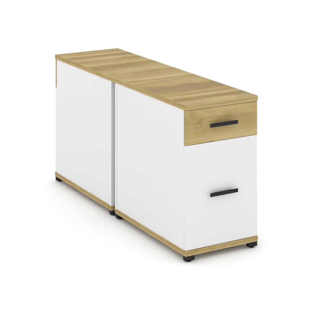 Тумба двухсторонняя 1 ящ. + 1 расп. фасад 420x1480x750 (Дуб Винченцо/Белый Бриллиант, 420x1480x750)