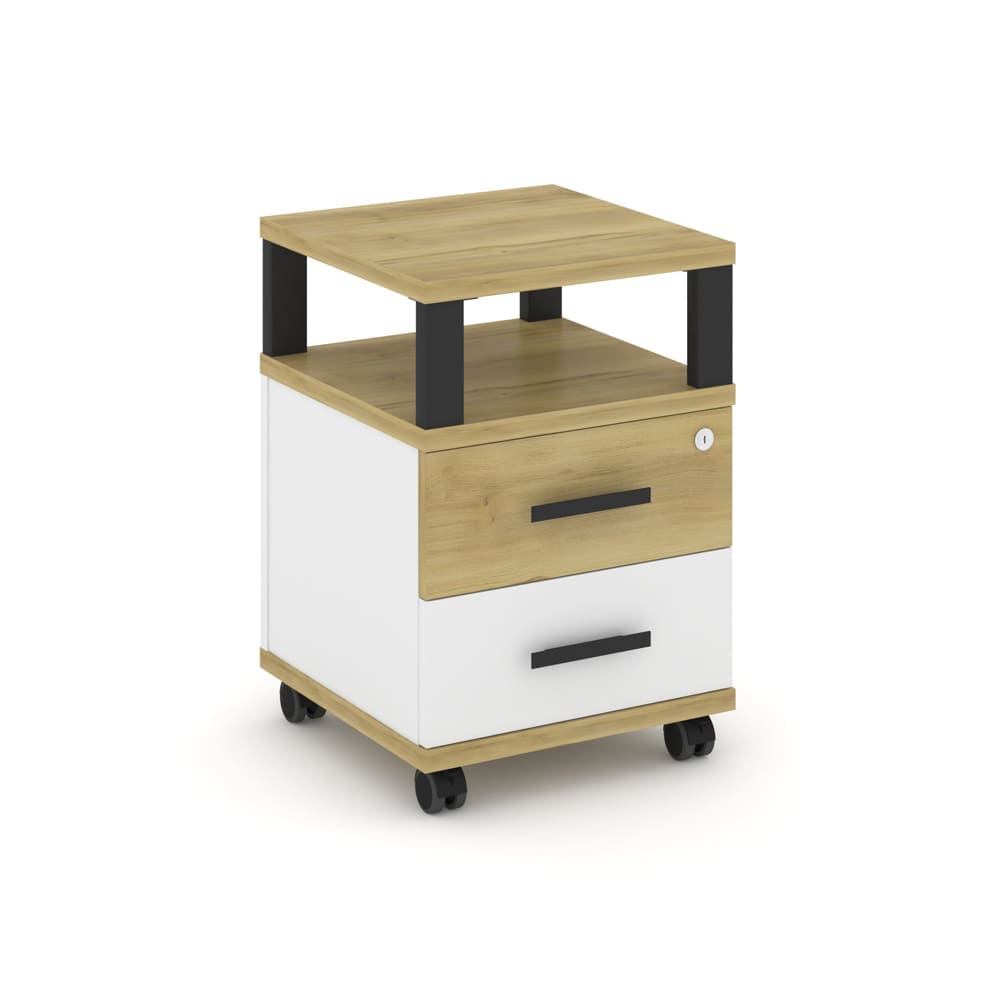 Тумба мобильная 2 ящ. с надставкой 420x420x615 (Дуб Винченцо/Белый Бриллиант, 420x420x615)