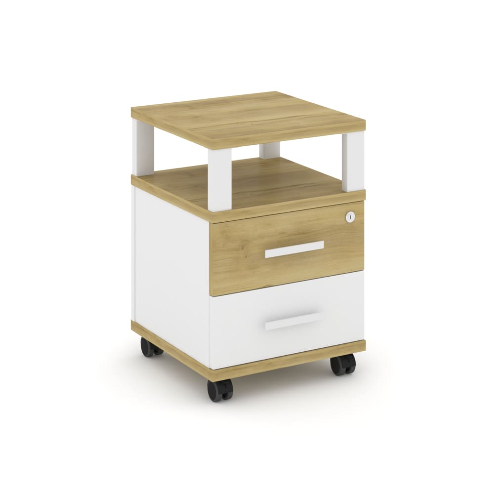 Тумба мобильная 2 ящ. с надставкой 420x420x615 (Дуб Винченцо/Белый Бриллиант, 420x420x615)