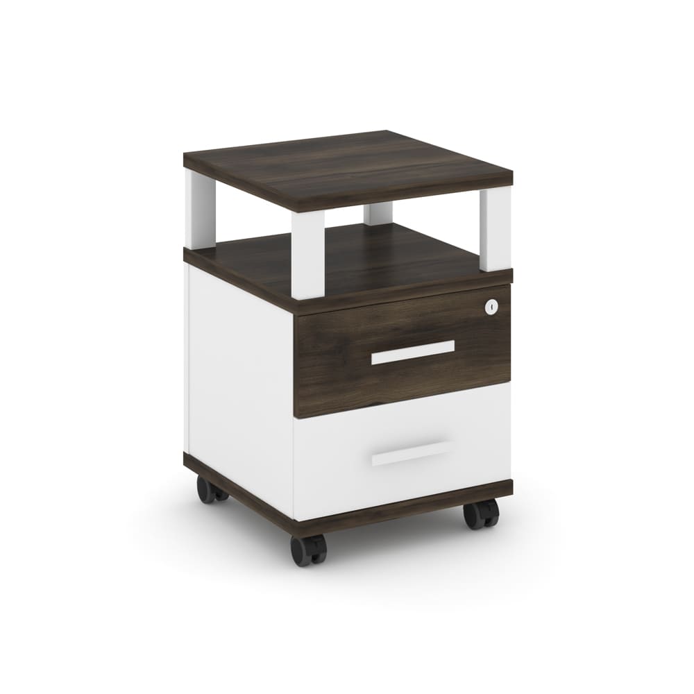 Тумба мобильная 2 ящ. с надставкой 420x420x615 (Дуб Мали/Белый Бриллиант, 420x420x615)