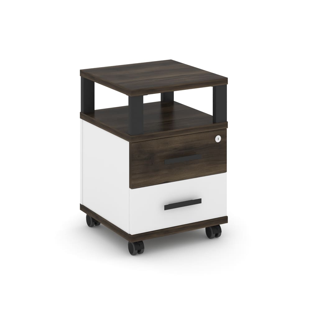 Тумба мобильная 2 ящ. с надставкой 420x420x615 (Дуб Мали/Белый Бриллиант, 420x420x615)