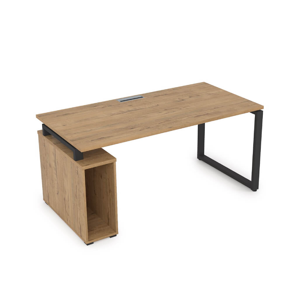 Стол с тумбой под системный блок 1600x800x750 (Teakwood/чёрный, 1600x800x750)