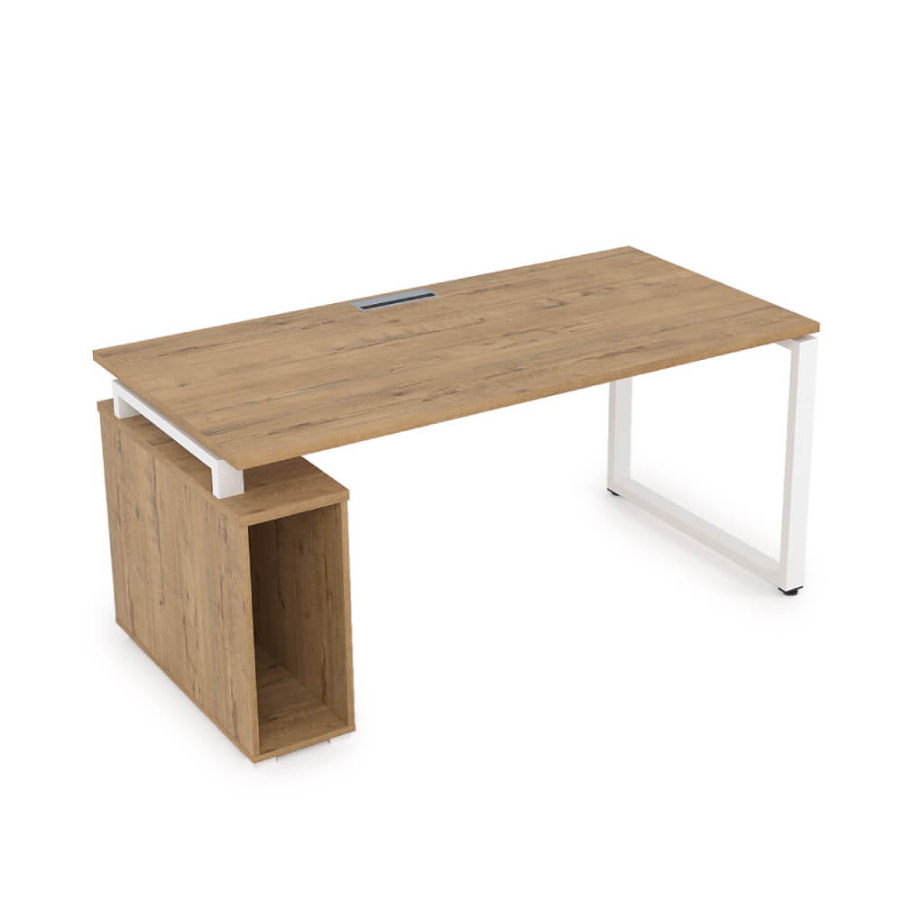 Стол с тумбой под системный блок 1600x800x750 (Teakwood/белый, 1600x800x750)