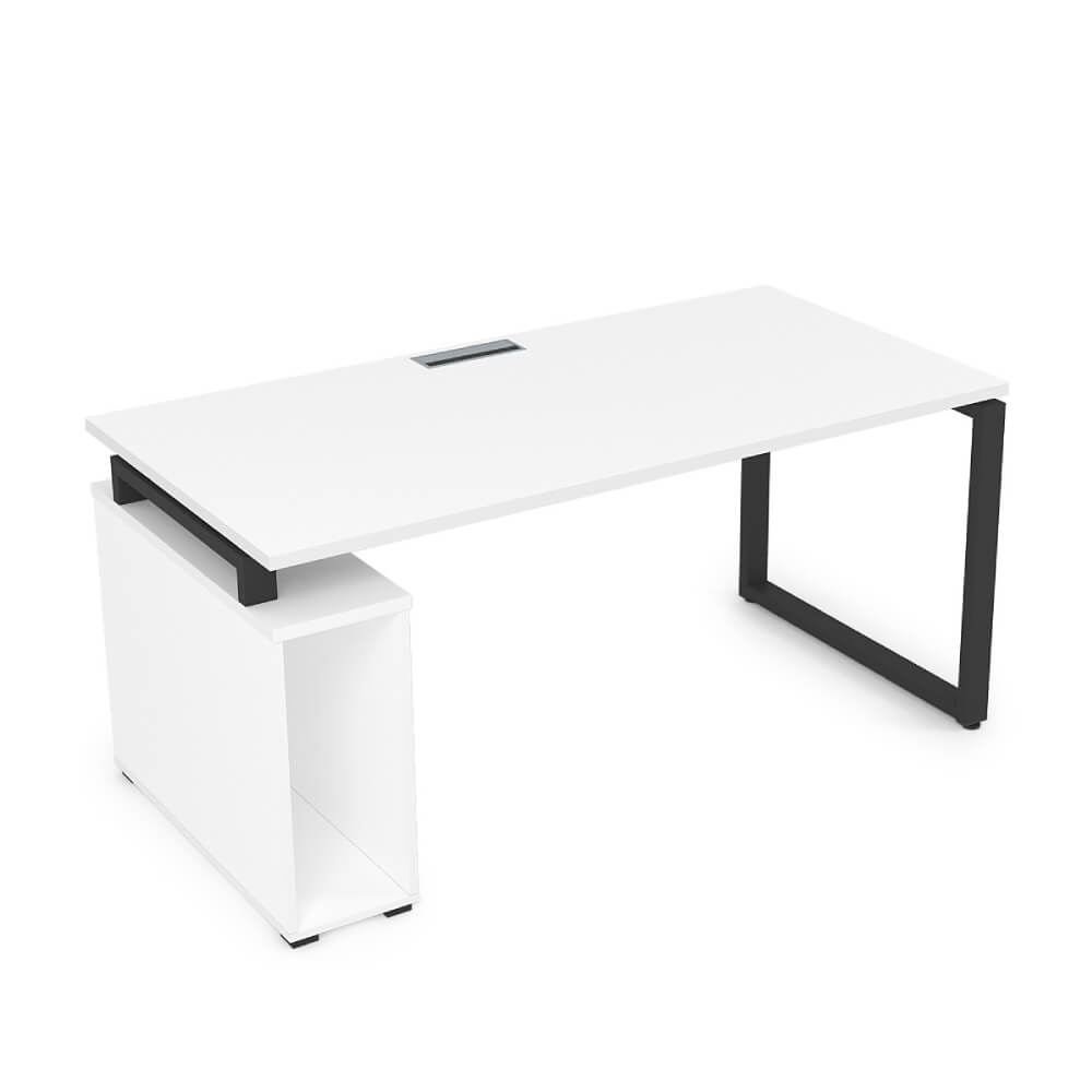 Стол с тумбой под системный блок 1600x800x750 (Белый Премиум/чёрный, 1600x800x750)