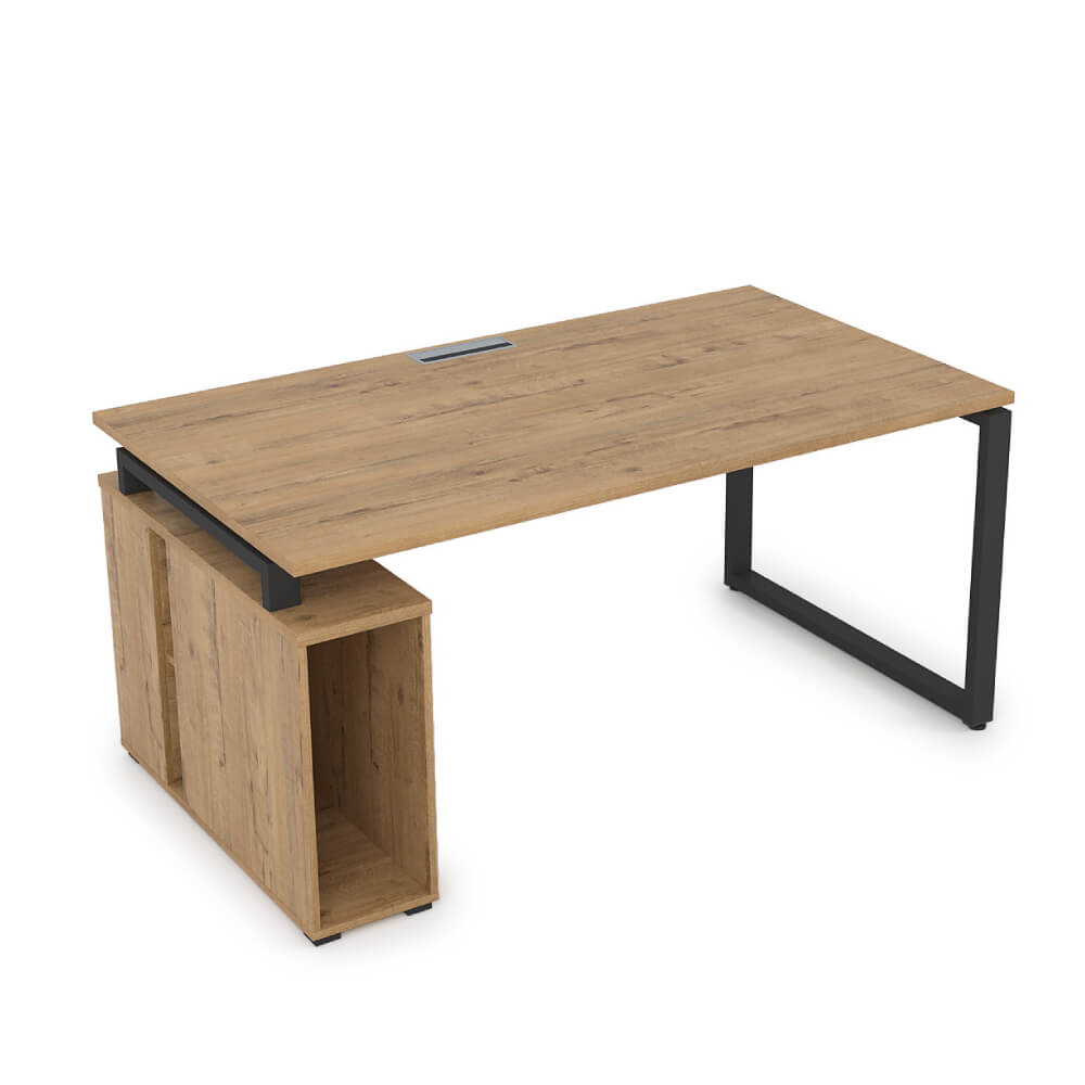 Стол с тумбой под системный блок 1600x900x750 (Teakwood/чёрный, 1600x900x750)