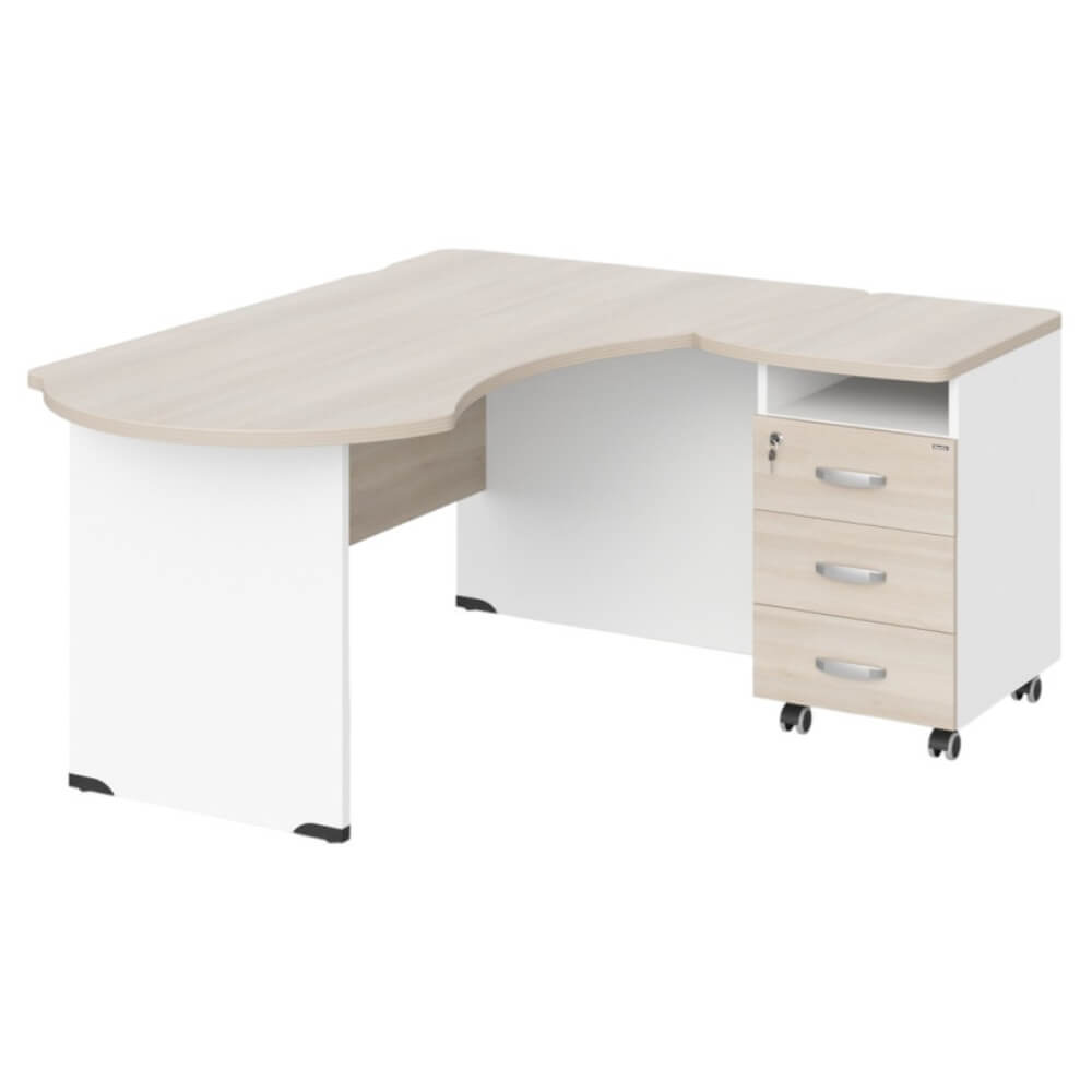 Рабочее место эргономичное с тумбой правое 160х140х74