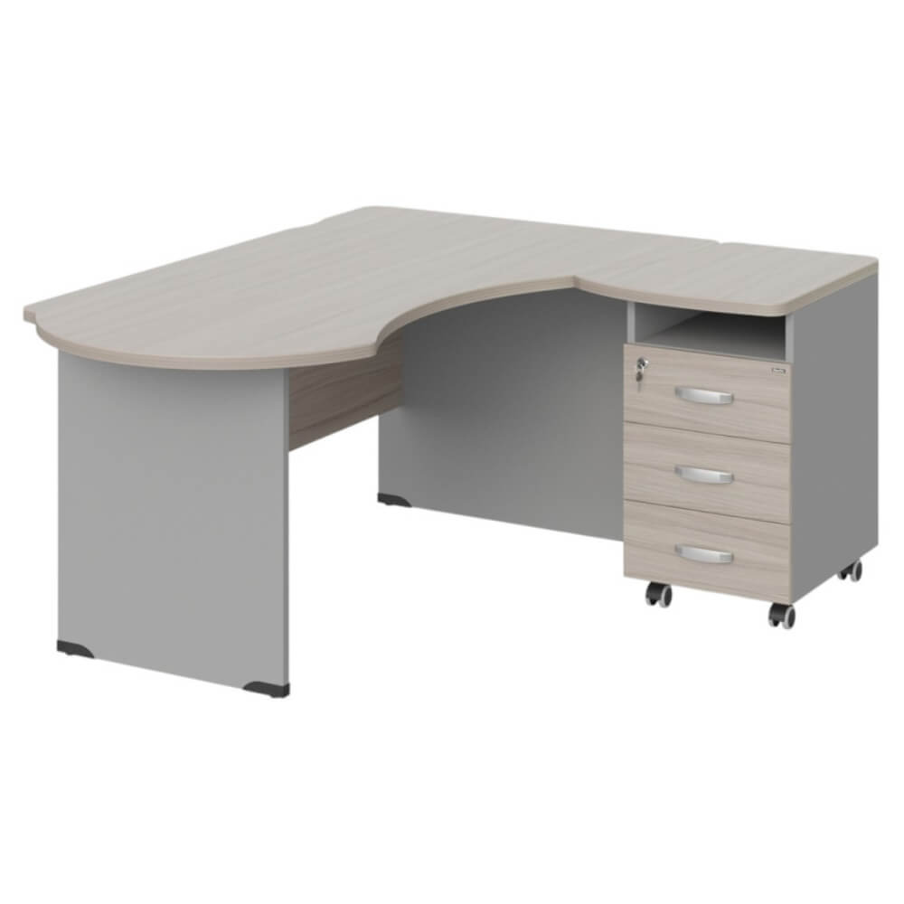 Рабочее место эргономичное с тумбой правое 160х140х74