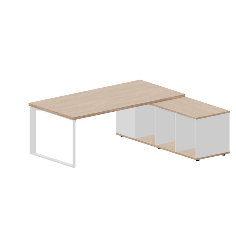 Стол на опорной сервисной тумбе (правый) 2000x1800x740