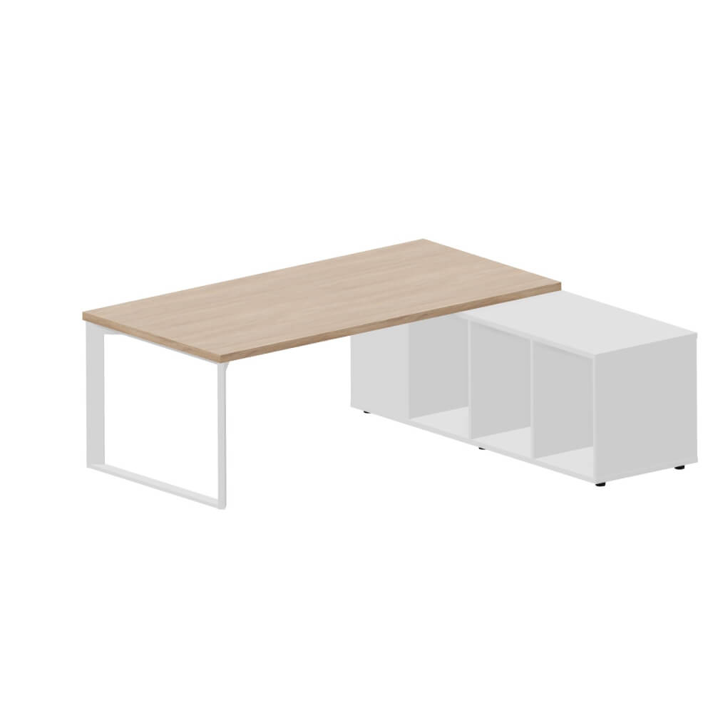 Стол на опорной сервисной тумбе (правый) 2000x1800x740