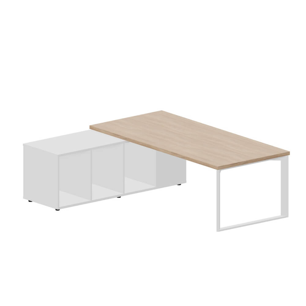 Стол на опорной сервисной тумбе (левый) 2200x1800x740