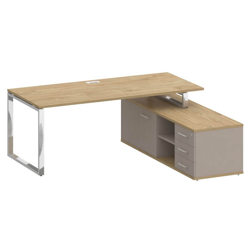 Стол руководителя с опорной греденцией, правый 2000x1800x753