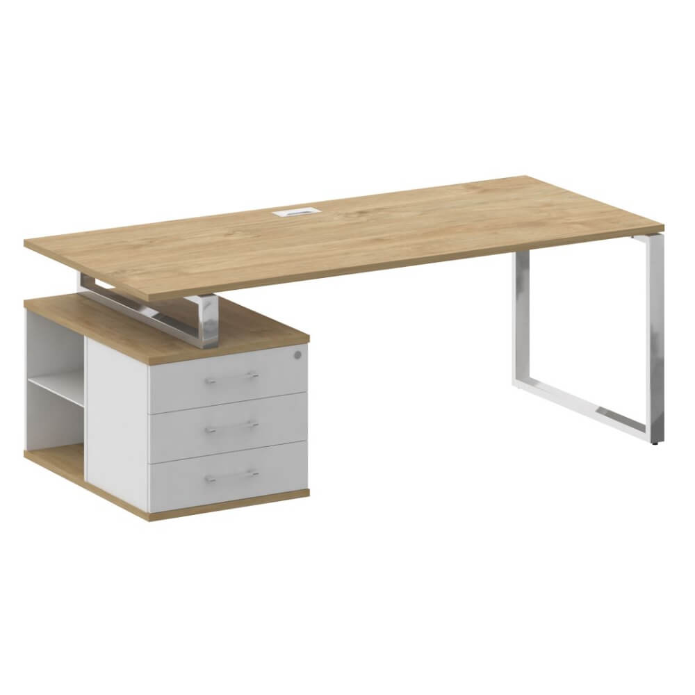 Стол руководителя с опорной тумбой, левый 2000x904x753