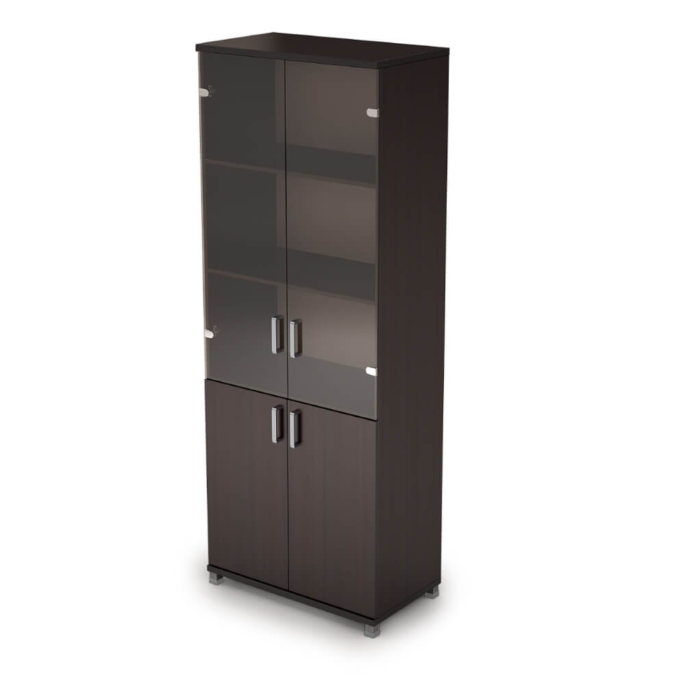 Шкаф-витрина (стекло-бронза) высокий широкий 800x450x2116 ЛДСП