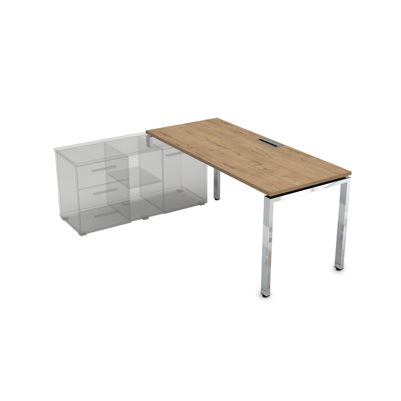 Стол рабочий левый на П-обр. м/к. 2000x900x750