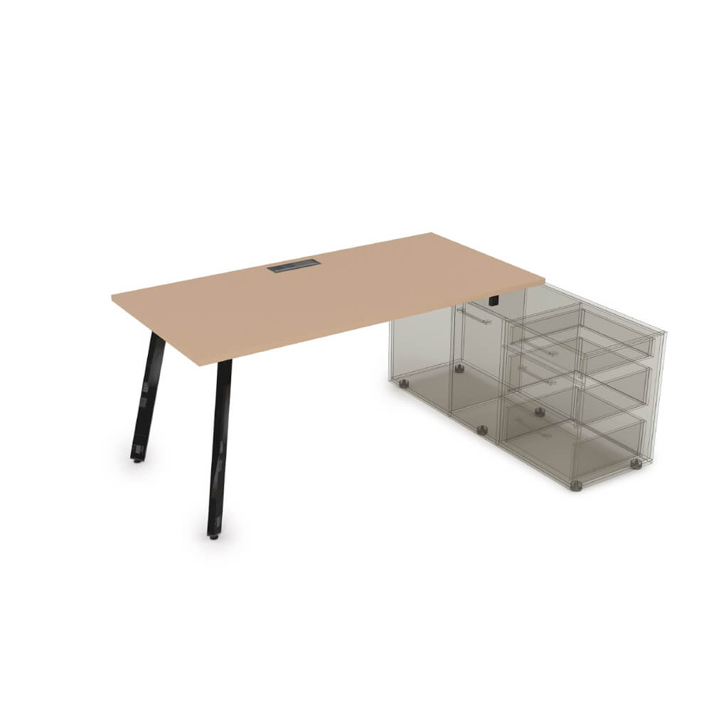 Стол с опорной тумбой на м/к 1600x700x750