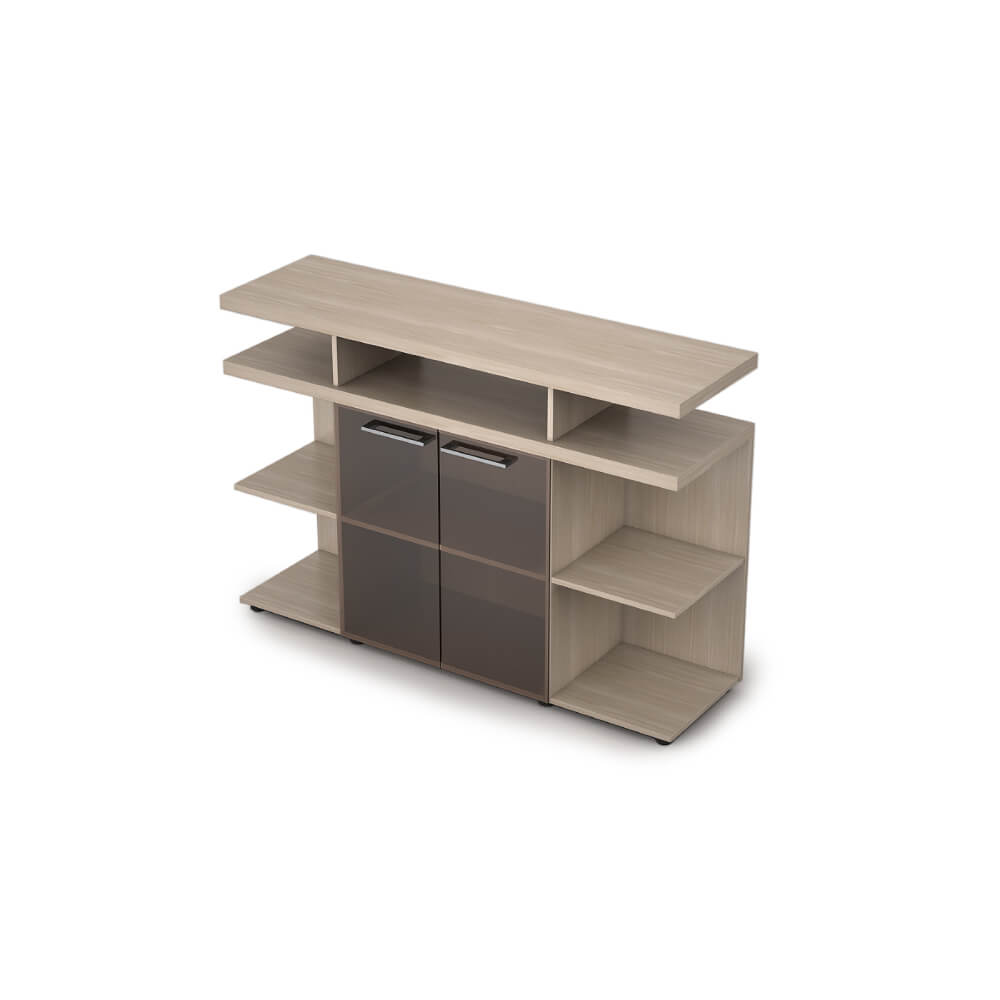 Шкаф низкий со стеклом 1400х400х952, тонированная бронза