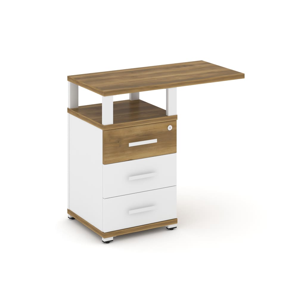 Тумба приставная 3 ящ. с топом и надставкой 836x420x750