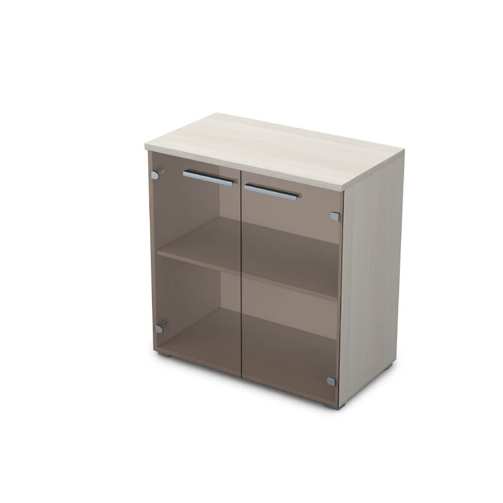 Шкаф-витрина низкий 2 ур. 800x450x845 стекло бронза